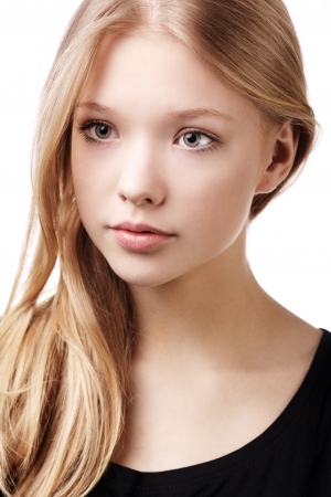 beautiful teen girl portrait isolated on white