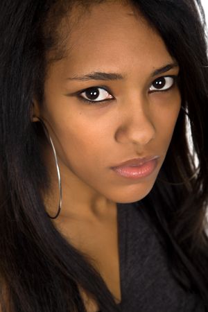 young beautiful afro american woman closeup portrait